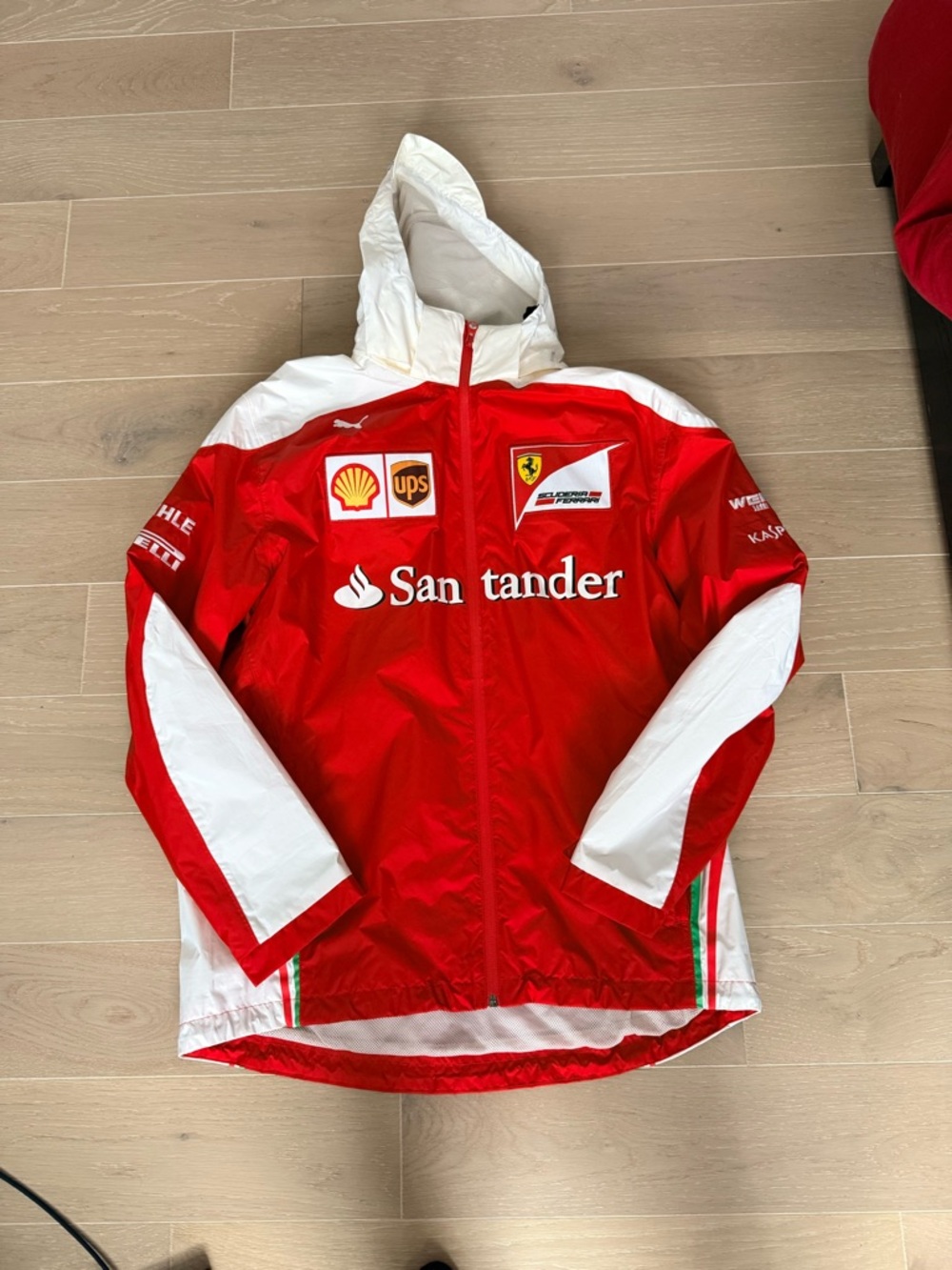 Scuderia Ferrari Red and White Team Windbreaker Jacket